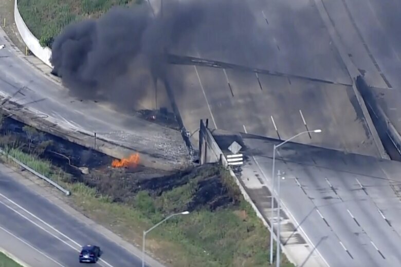 Section of heavily traveled I-95 collapses in Philadelphia after tanker ...
