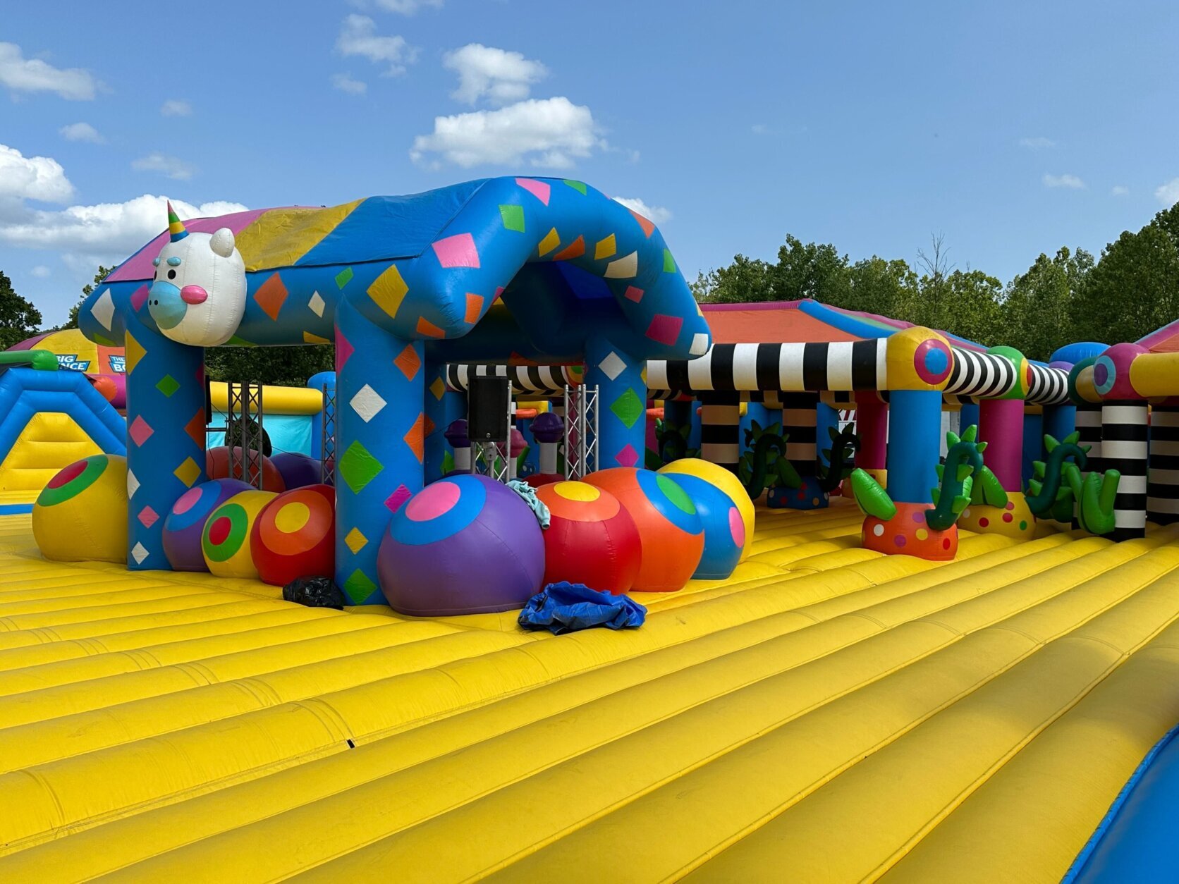 <p>WTOP got a look at the attraction&#8217;s &#8220;adults only&#8221; bounce sessions, which happen on Saturdays from 6:30 p.m. to 9:30 p.m.</p>
<p>It did not disappoint.</p>
<p>&#8220;Almost feels like I&#8217;ve entered Candyland,&#8221; Preston Duarte said. He attended with his girlfriend Ty Wyatt. &#8220;It&#8217;s giving Willy Wonka vibes.&#8221;</p>
<p>When Wyatt saw <a href="https://wtop.com/gallery/prince-georges-county/worlds-biggest-bounce-house-returns-to-dc-area-for-limited-time/" target="_blank" rel="noopener">photos of the bounce house for the first time,</a> she quickly realized how much she wanted to see it in person</p>
<p>&#8220;I was like, &#8216;Oh, my god, that&#8217;s the biggest bounce house I&#8217;ve ever seen,'&#8221; Wyatt said.</p>
<p>&#8220;I came out for my birthday to celebrate and be a big kid,&#8221; Ijeoma Ugah, Baucum&#8217;s friend, said. &#8220;We were looking for something to do that wasn&#8217;t the club and restaurants. The big slide. You gotta do the big slide!&#8221;</p>
