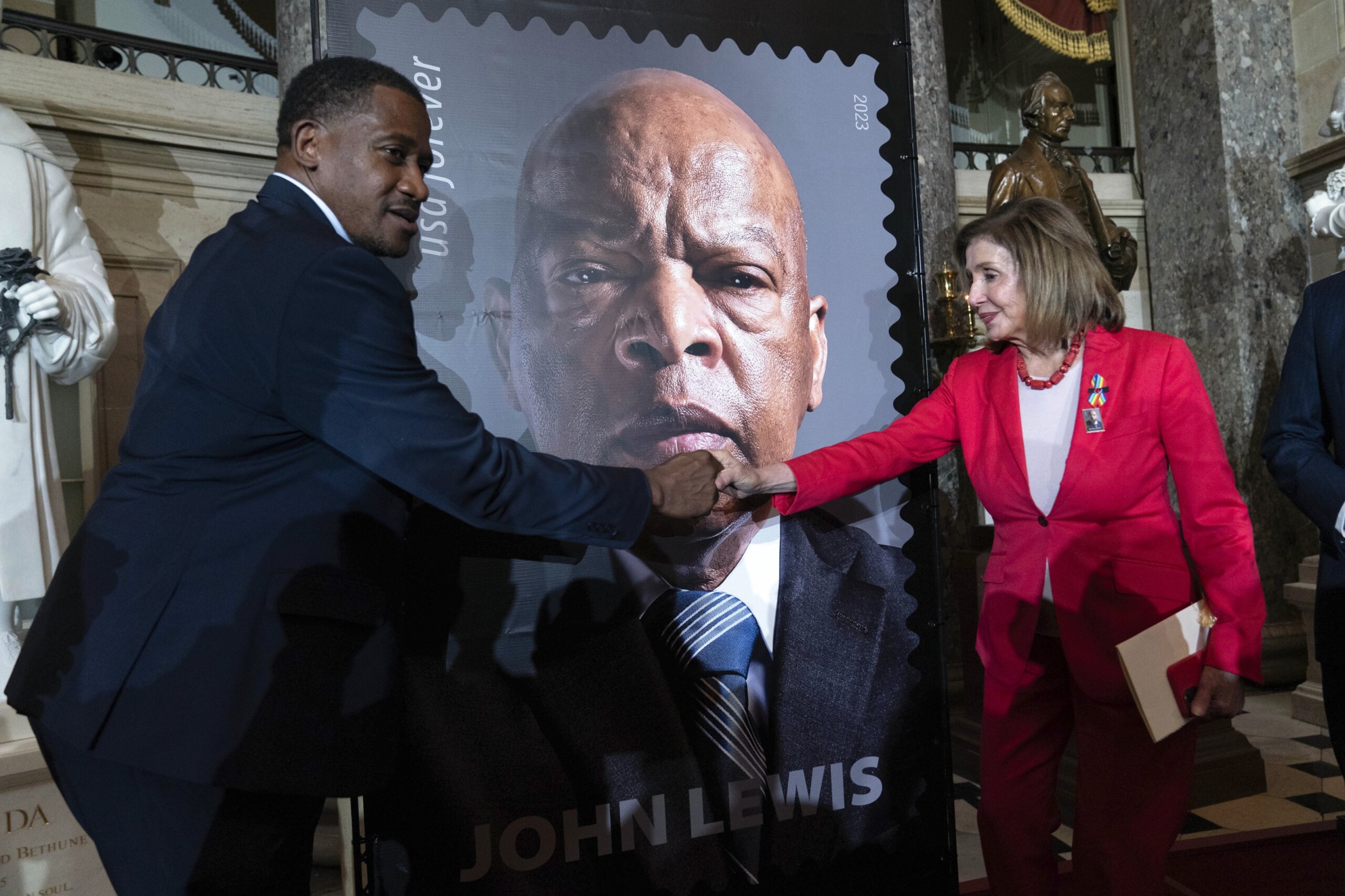 Stamp of civil rights icon John Lewis unveiled in ceremony at the US