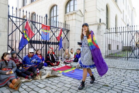 In Norway, Indigenous Sami protest outside prime minister's office against wind farm