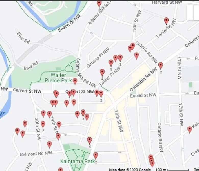 Map of yard sale locations
