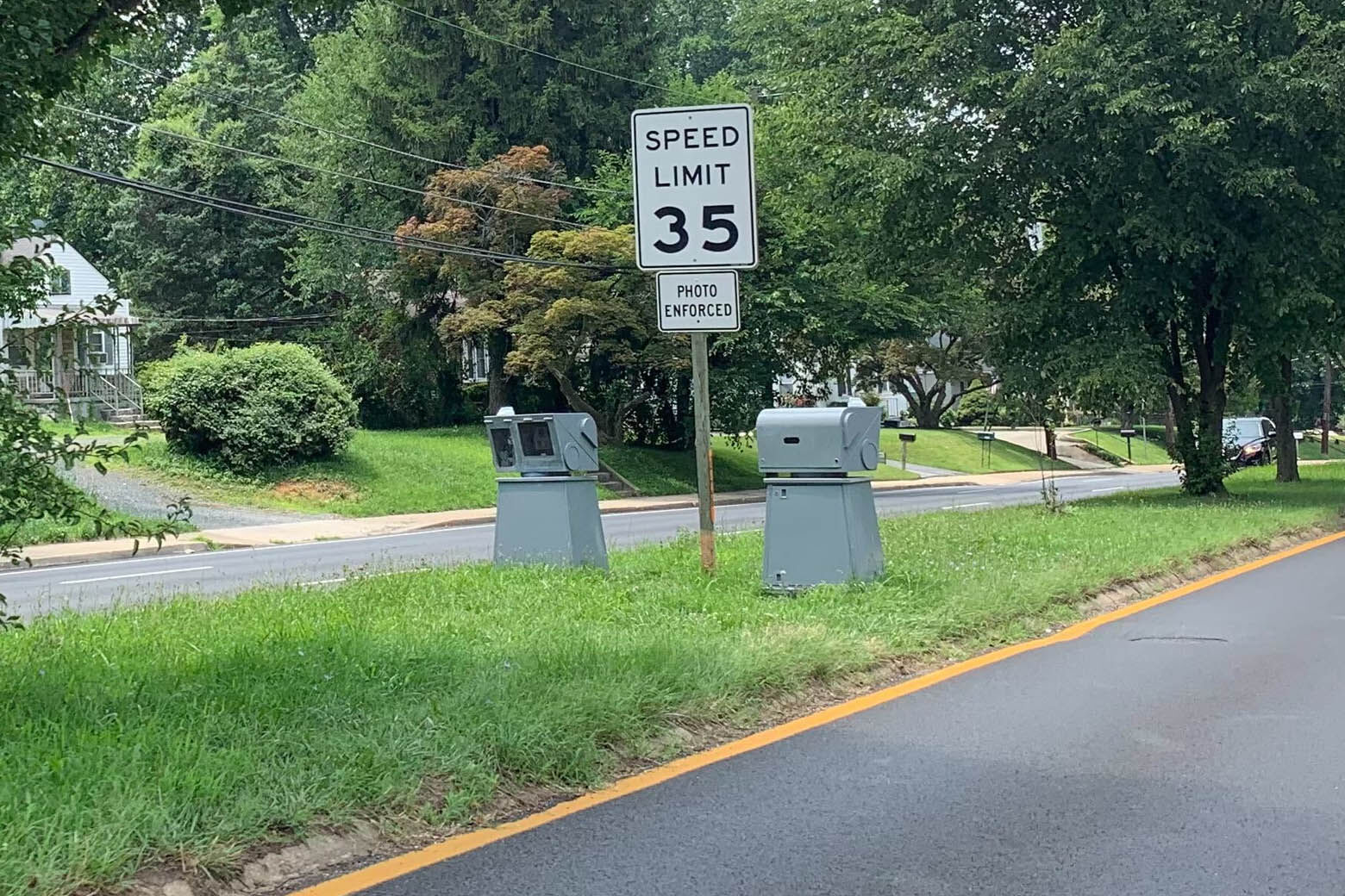 Some of the real speed cameras that the little library was designed to resemble. (WTOP/Mike Murillo)