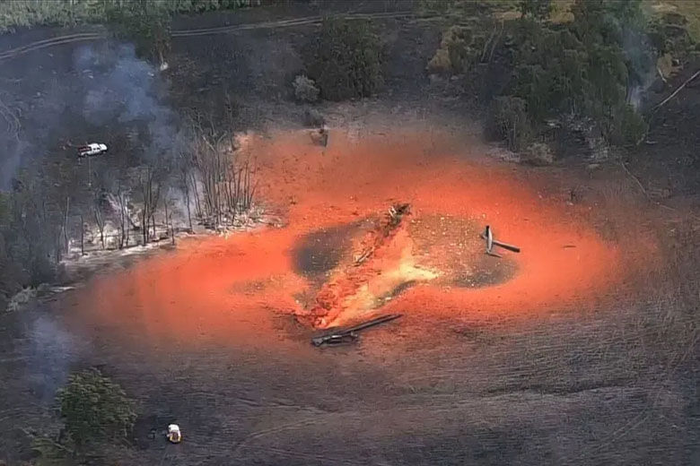 A gas line exploded Tuesday near a highway in rural western Virginia, but no injuries were reported. (Courtesy 7News)