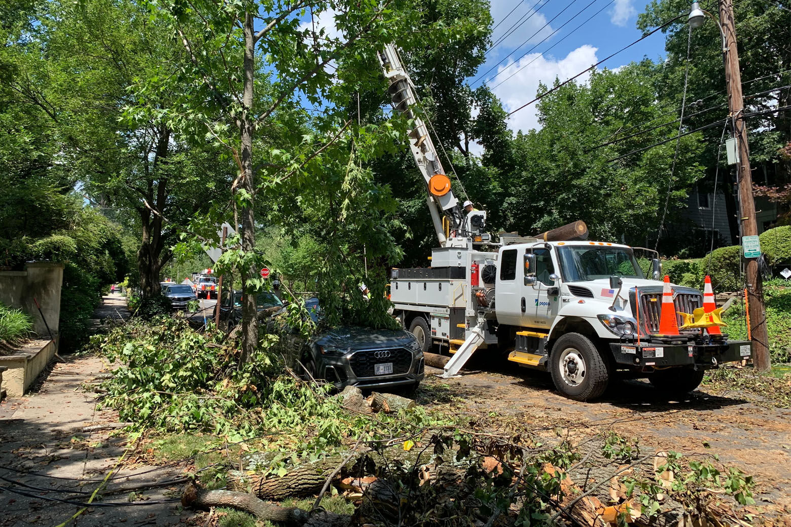 The D.C. region continues to recover after a severe storm ripped through the area on Saturday, toppling trees, and knocking out power for thousands across the area. (WTOP/Cheynne Corin)