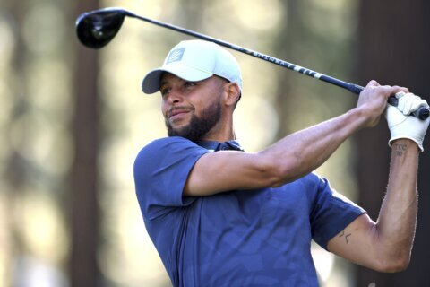 Stephen Curry makes hole-in-one, leads American Century celebrity golf tournament
