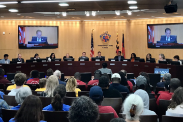The Montgomery County Council discusses Bill 15-23, Landlord-Tenant Relations-Anti-Rent Gouging Protections on July 18. The bill passed 7-4 and is likely to be signed by County Executive Marc Elrich (Courtesy Montgomery County Council)