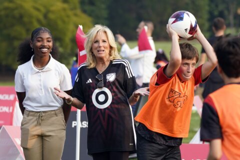 White House lawn turns to playground for kids’ soccer clinic