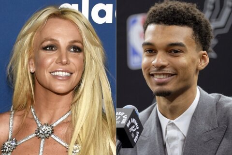 Video shows Britney Spears inadvertently hit herself in the face in encounter with Victor Wembanyama