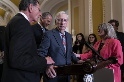 Senate GOP leader McConnell briefly leaves news conference after freezing up midsentence