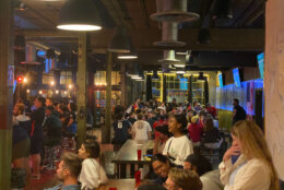 Well over 100 fans packed a local watch party at Franklin Hall bar in Northwest D.C. for the Women's World Cup. (WTOP/Luke Lukert)