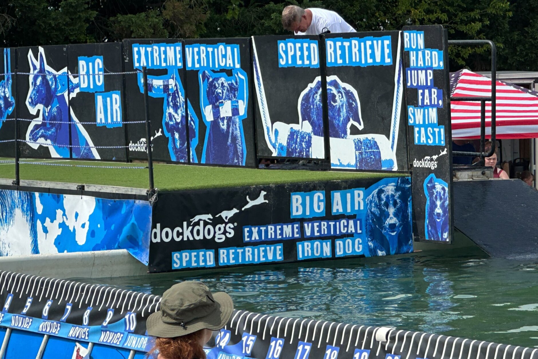 The setup for the dockdogs jumping competition Montgomery County Agriculture Fair (WTOP/Matt Kaufax)