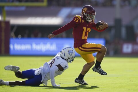 Heisman winner Caleb Williams throws 4 TD passes, leads No. 6 USC past San Jose State 56-28