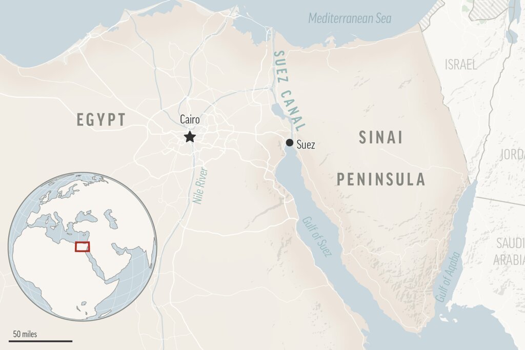 Tugboat sinks in Egypt’s Suez Canal after colliding with tanker