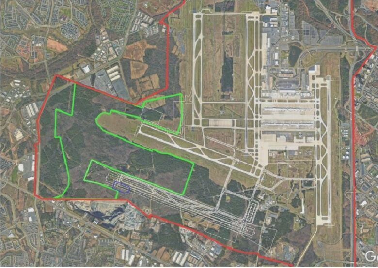 A map of the area by the Dulles airport where the solar farm will be built