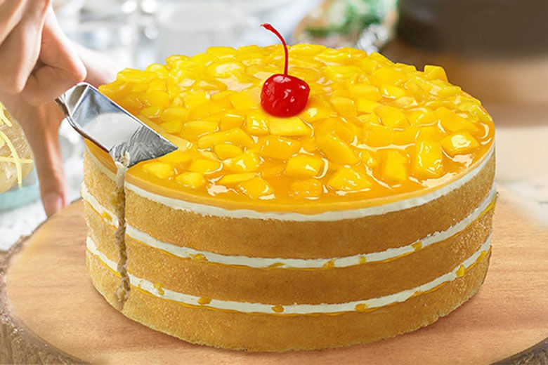 Eggless Mango Tiramisu Layer Cake - Nitha Kitchen