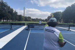 From Sept. 28 through Sept. 30, nine temporary pickleball courts are open along the National Mall (WTOP/Nick Iannelli)