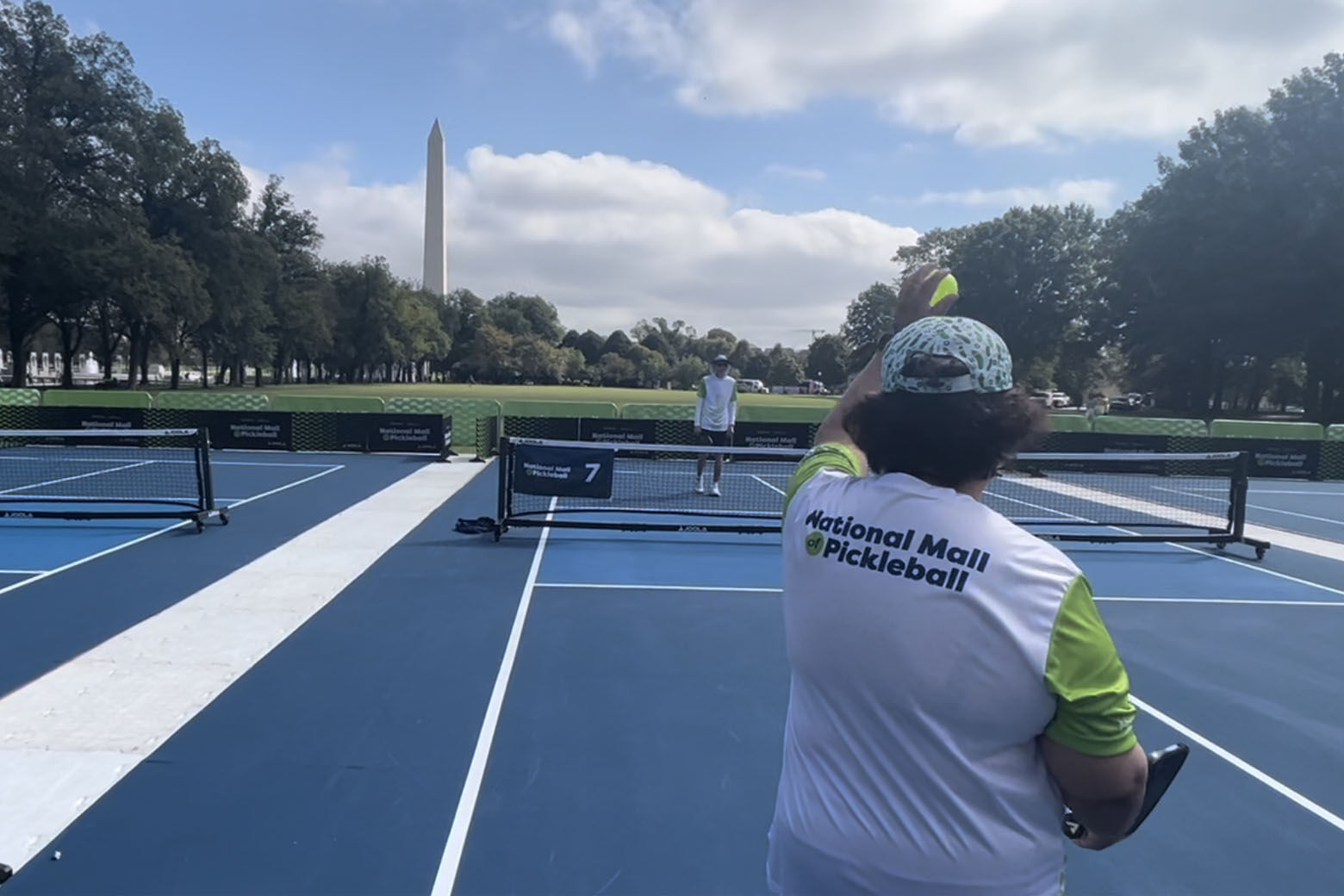 From Sept. 28 through Sept. 30, nine temporary pickleball courts are open along the National Mall (WTOP/Nick Iannelli)