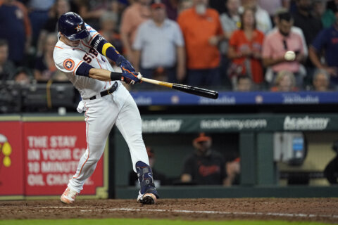 Dubon’s 9th-inning single lifts Astros over Orioles 2-1 to stay atop AL West