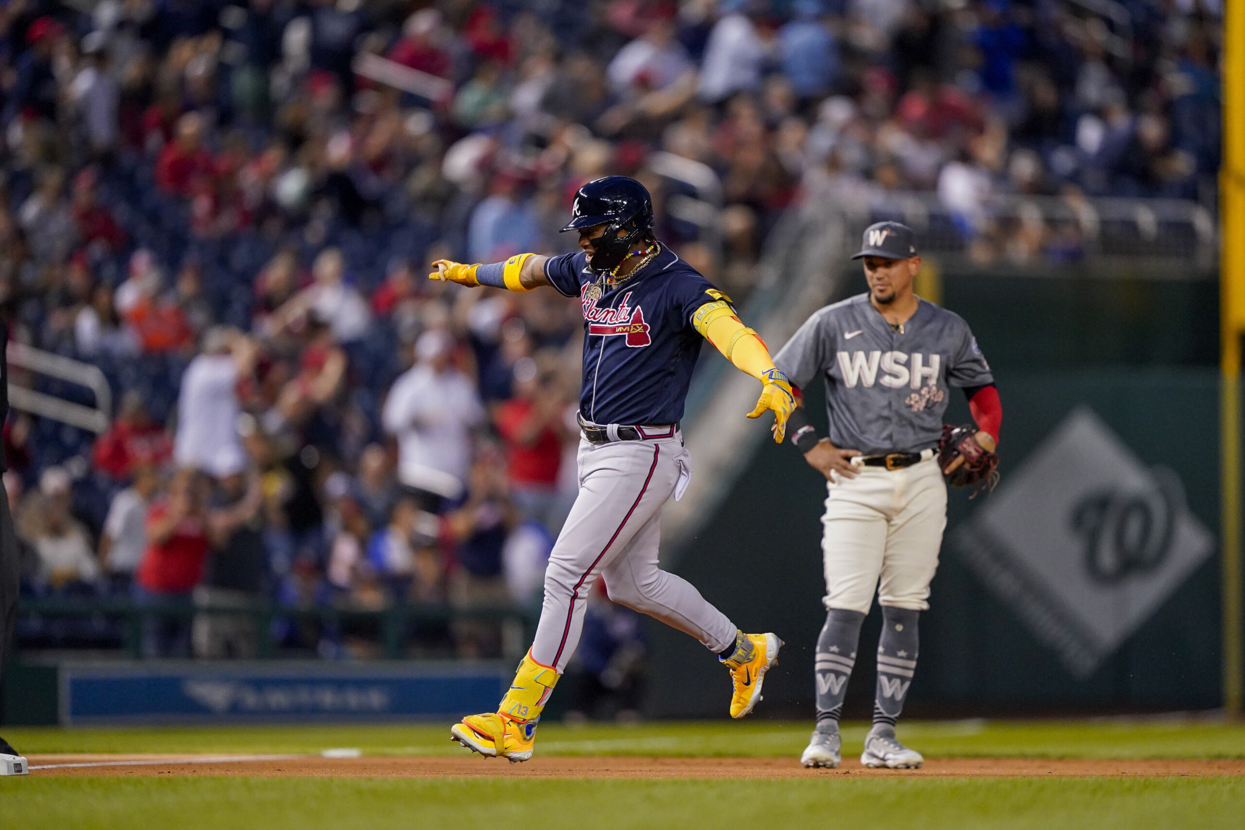 Ronald Acuna Jr. joins exclusive 40-40 club, Morton leaves game in 1st as  Braves beat Nationals 9-6 - WTOP News