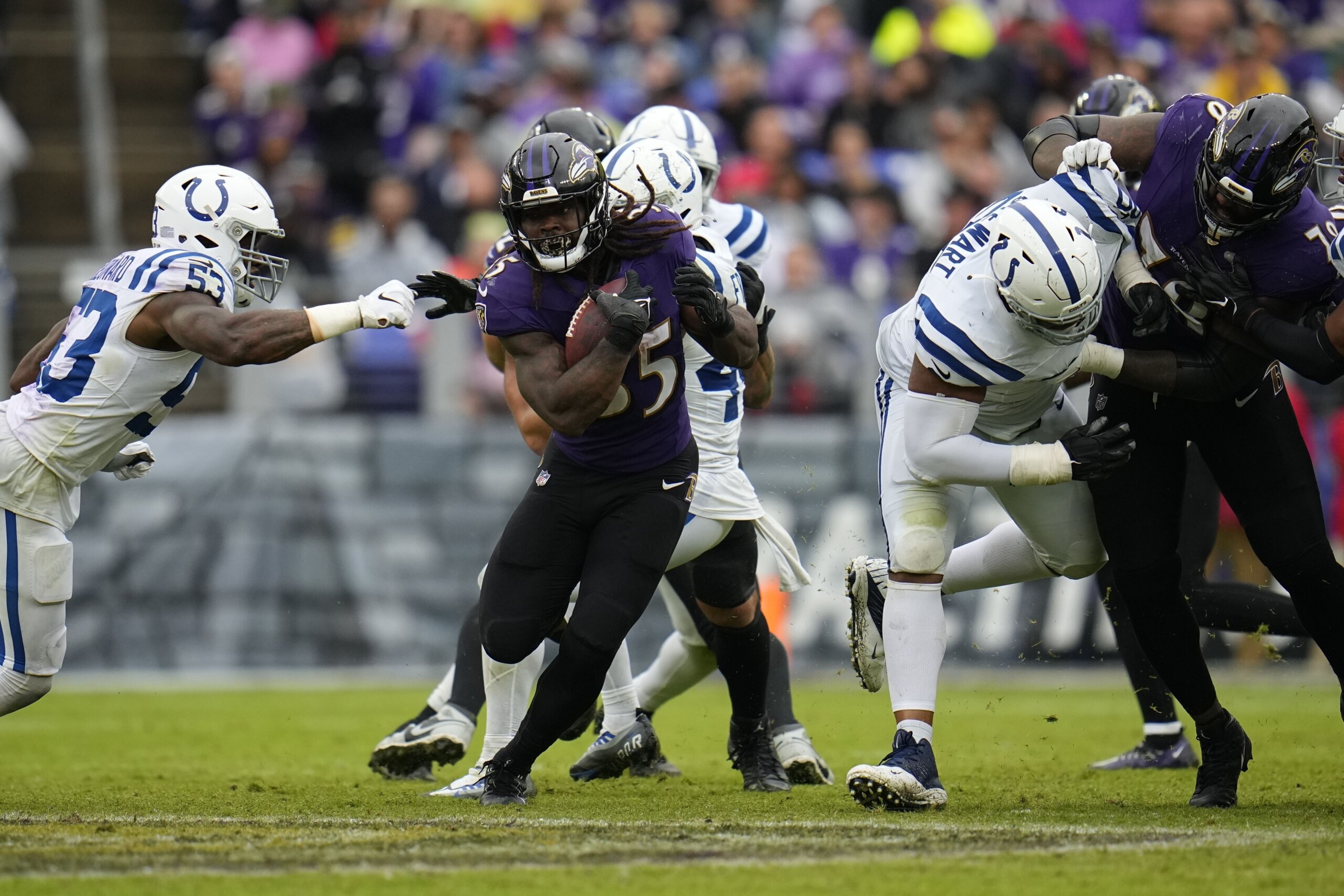 Baltimore Ravens' Odafe Oweh during an NFL football practice