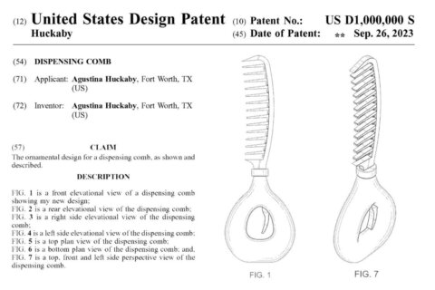 US Patent and Trademark Office issues 1 millionth design patent. It’s for a comb