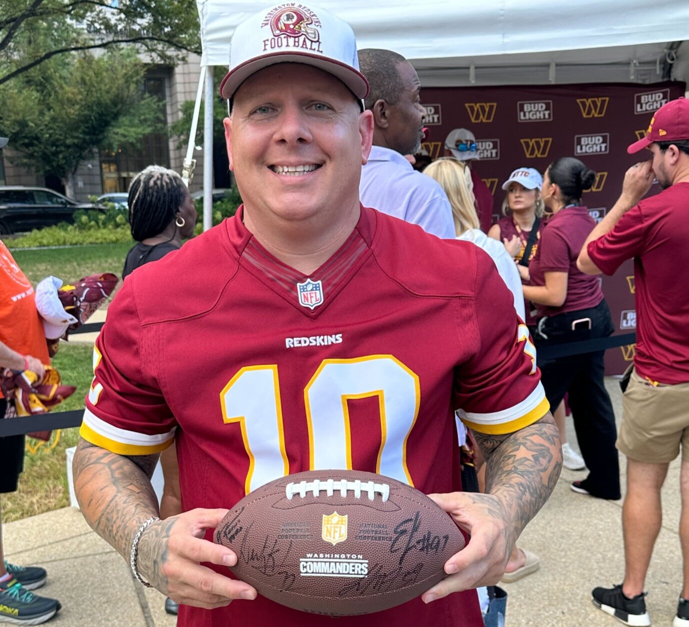 <p>Wolf and his family flew all the way in from North Dakota and are staying for the game on Sunday. He said the Commanders have been his team since he saw John Riggins running on TV decades ago.</p>
