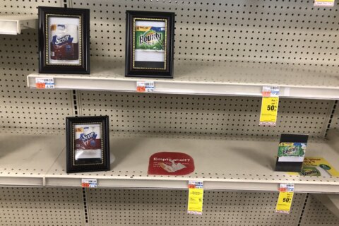Northeast CVS only has photos of paper products on shelves due to theft