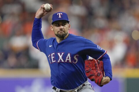 Rangers shut out Nationals 6-0. Eovaldi leaves start with groin injury