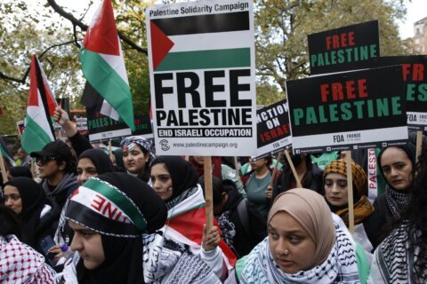 Tens of thousands of pro-Palestinian protesters march in London as Israel-Hamas war roils the world