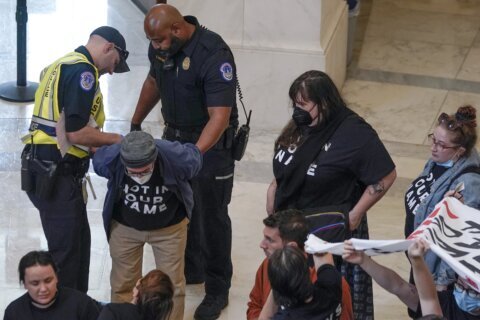 More than 300 are arrested in a Capitol Hill protest urging a cease-fire in the Israel-Hamas war