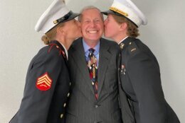 Two Marine daughters and their father