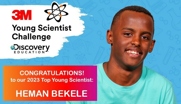 Heman Bekele, winner of the 2023 3M Young Scientist Challenge. (3M Company/Hand-out)