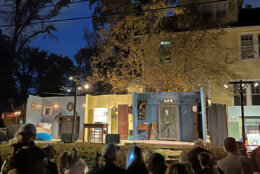 Crowds gather for Alice Weiss and Steven Badt's annual Halloween play outside their house in Takoma Park.