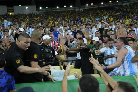 Brawling fans in stands delay start of Argentina-Brazil World Cup qualifying match for 27 minutes