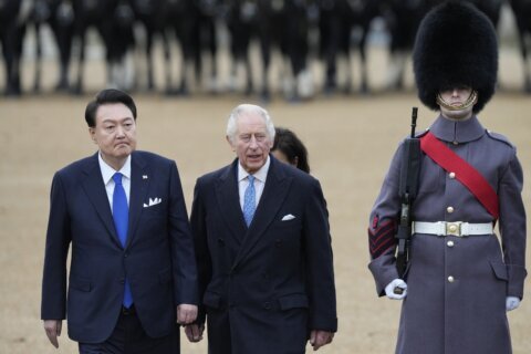 King Charles welcomes South Korea's president with state banquet, mingles with K-pop band Blackpink