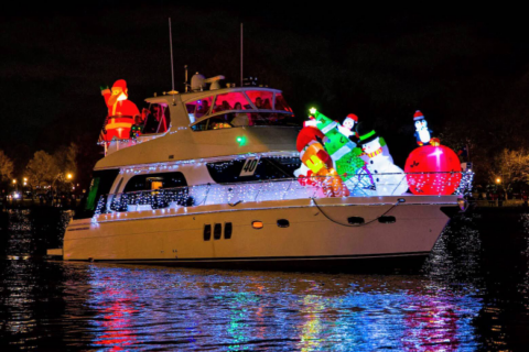 A parade with floats … that float! The Wharf hosts the District’s Holiday Boat Parade