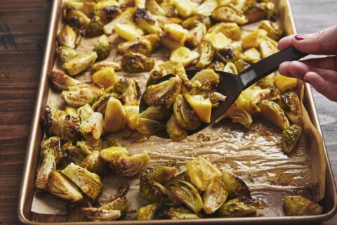 For a flavorful Thanksgiving side, try Brussels sprouts sauteed with bacon and mustard vinaigrette