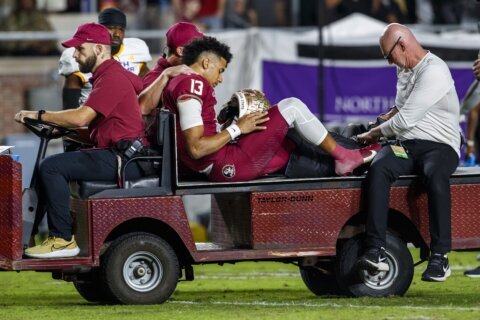 Florida State quarterback Jordan Travis says leg injury will end his season with No. 5 Seminoles