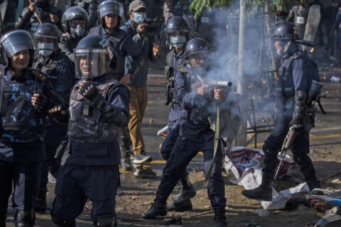 Tens of thousands of protesters demanding a restoration of Nepal's monarchy clash with police