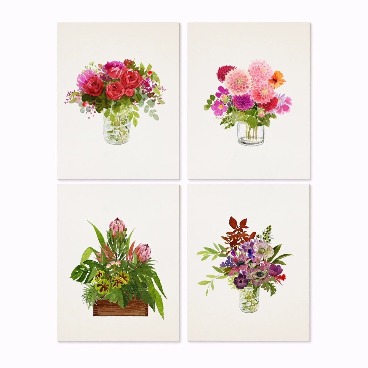 A composite of four flowery stationaries