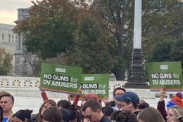 Attendees carried signs that said "No Guns for DV Abusers."