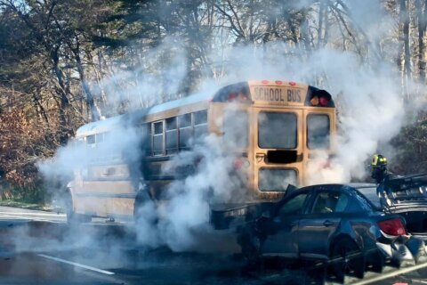 Fiery bus crash on the Beltway in Prince George’s Co. — but no students hurt