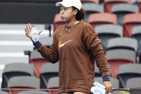 Naomi Osaka hits practice court to prepare for her tennis return at the Brisbane International