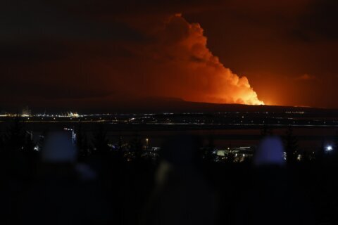 A volcano erupts in southwestern Iceland and spews magma in a spectacular show of Earth’s power