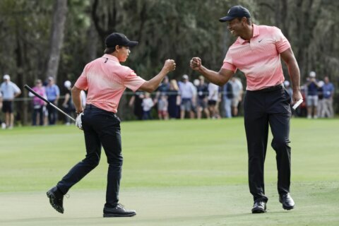 Tiger Woods and son get another crack at PNC Championship. Woods jokingly calls it the 5th major