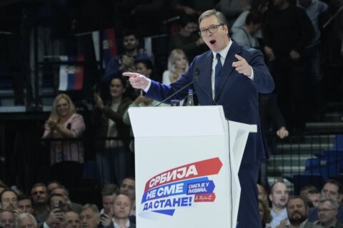 Serbia's populists claim a sweeping victory in the country's parliamentary election