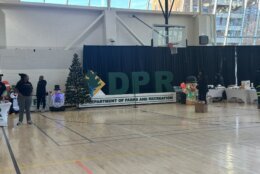 a christmas tree and a sign that says DPR in the recreation center