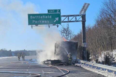 Tractor-trailer catches fire, closing section of Dulles Greenway in Loudoun Co. for hours