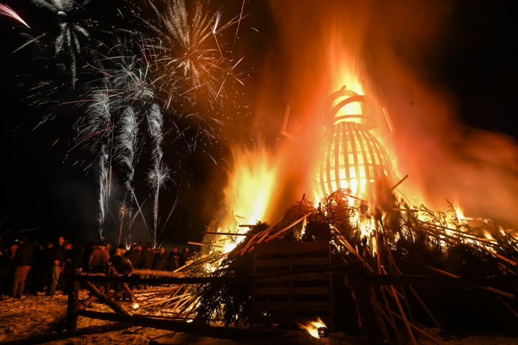 ‘Burn, beetle, burn’: Hundreds of people torch an effigy of destructive bug in South Dakota town