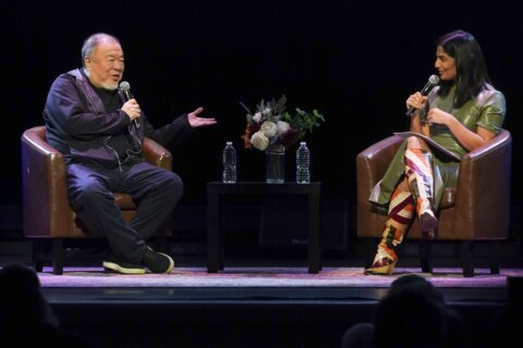 Artist-dissident Ai Weiwei gets 'incorrect' during an appearance at The Town Hall in Manhattan